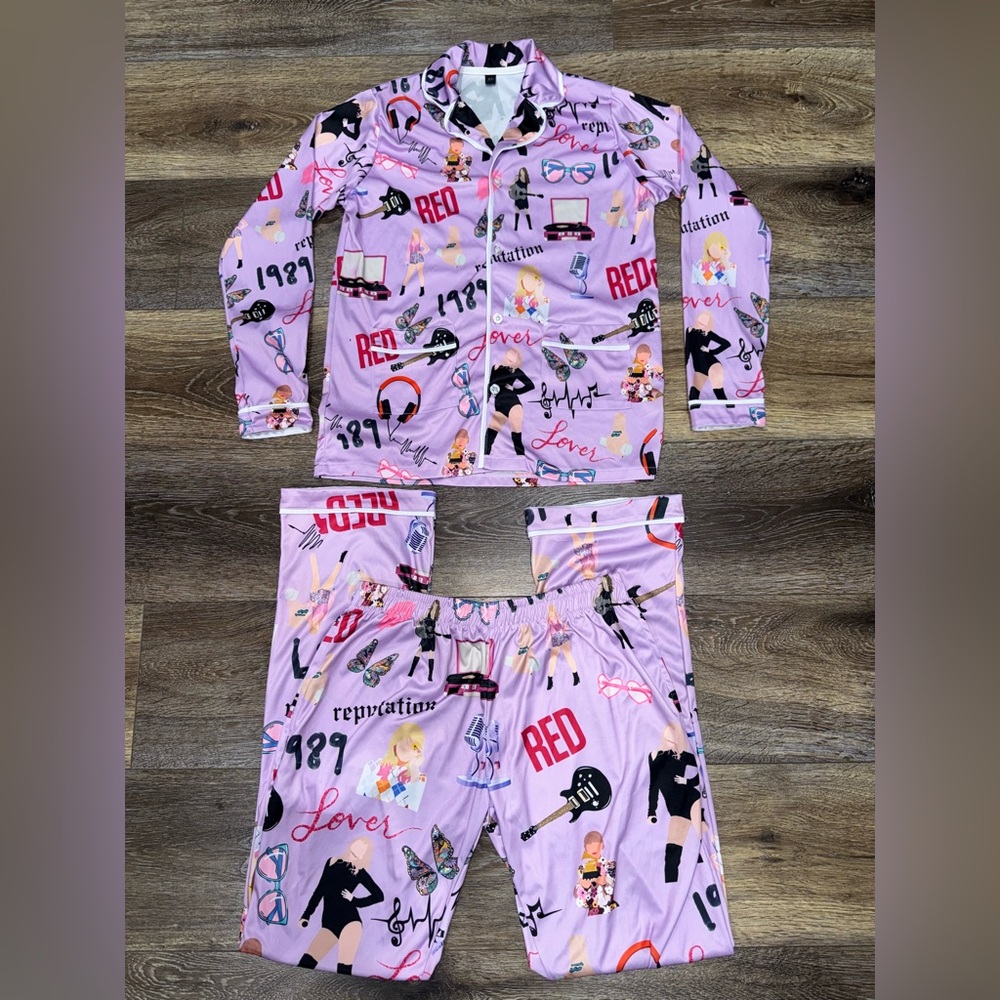 The Eras Tour Taylor Swift Inspired Purple Pajama Set Size Kids XL 💗 LIKE NEW!